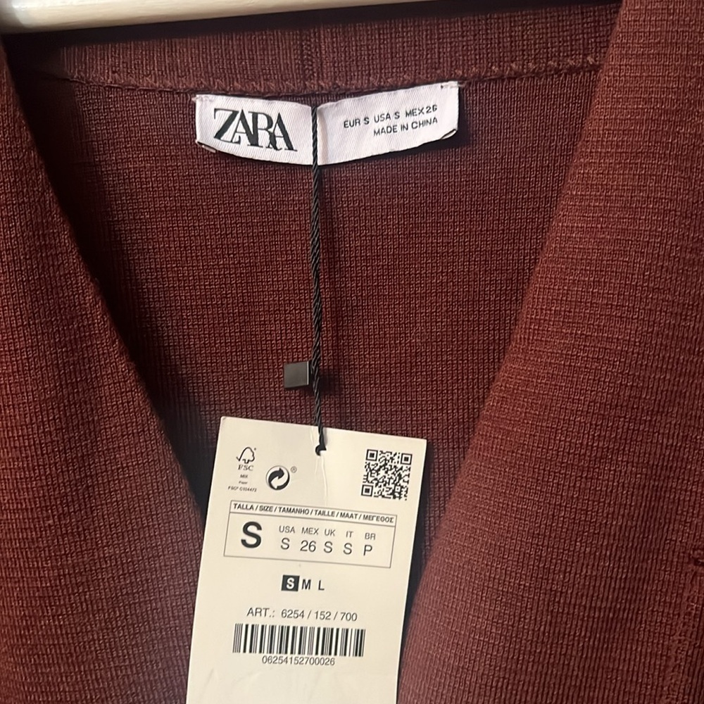 Zara knit brown coat oversized no belt included size S - Picture 8 of 12